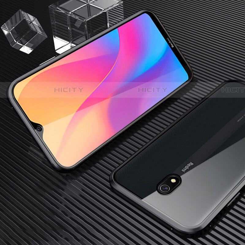 Xiaomi Redmi 8A用ケース 高級感 手触り良い アルミメタル 製の金属製 360度 フルカバーバンパー 鏡面 カバー M02 Xiaomi ブラック