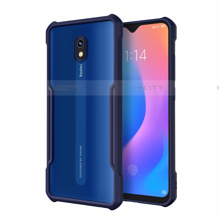 Xiaomi Redmi 8A用ハイブリットバンパーケース クリア透明 プラスチック 鏡面 カバー M01 Xiaomi ネイビー