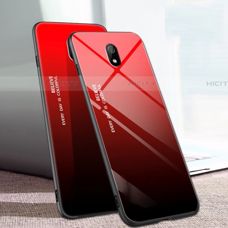 Xiaomi Redmi 8A用ハイブリットバンパーケース プラスチック 鏡面 虹 グラデーション 勾配色 カバー M01 Xiaomi 