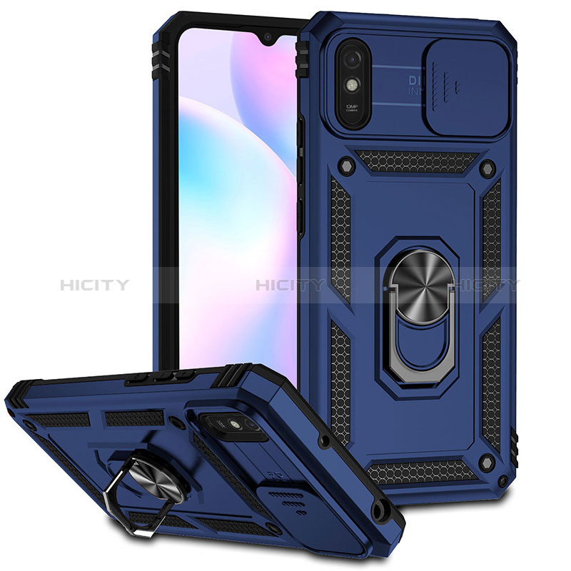 Xiaomi Redmi 9A用ハイブリットバンパーケース プラスチック アンド指輪 マグネット式 QW3 Xiaomi ネイビー