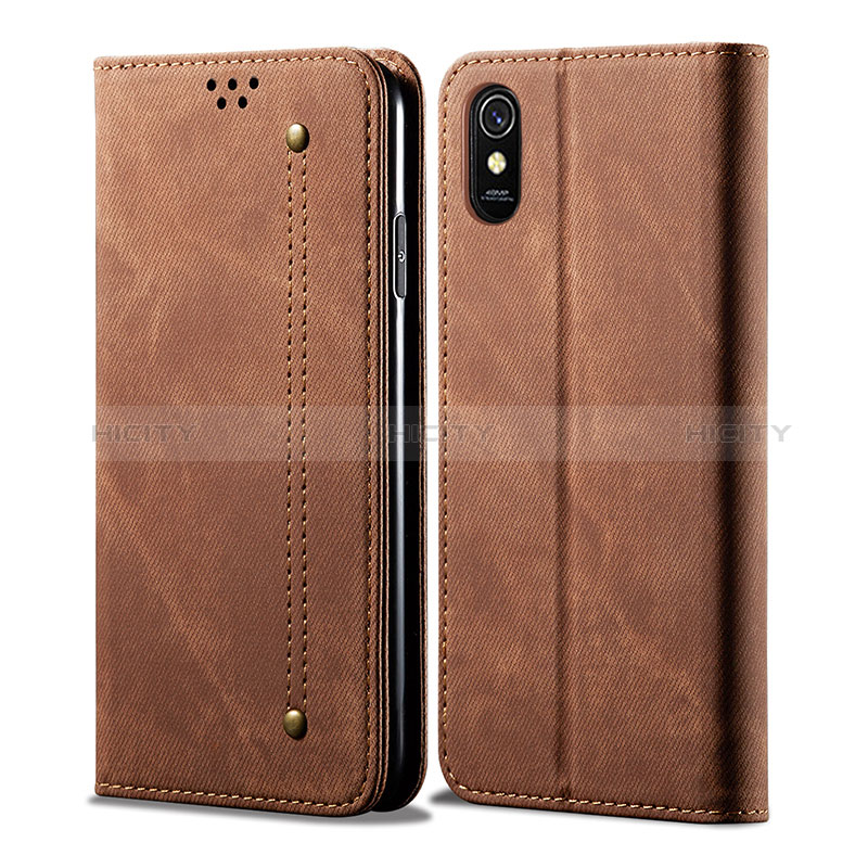 Xiaomi Redmi 9AT用手帳型 布 スタンド B01S Xiaomi ブラウン