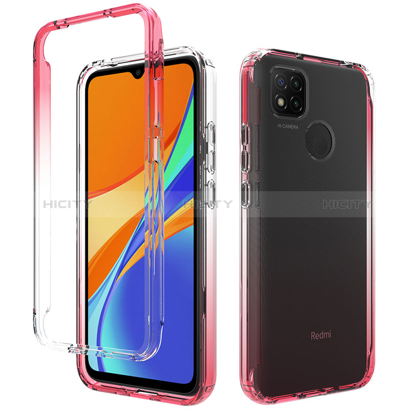 Xiaomi Redmi 9C用前面と背面 360度 フルカバー 極薄ソフトケース シリコンケース 耐衝撃 全面保護 バンパー 勾配色 透明 Xiaomi 