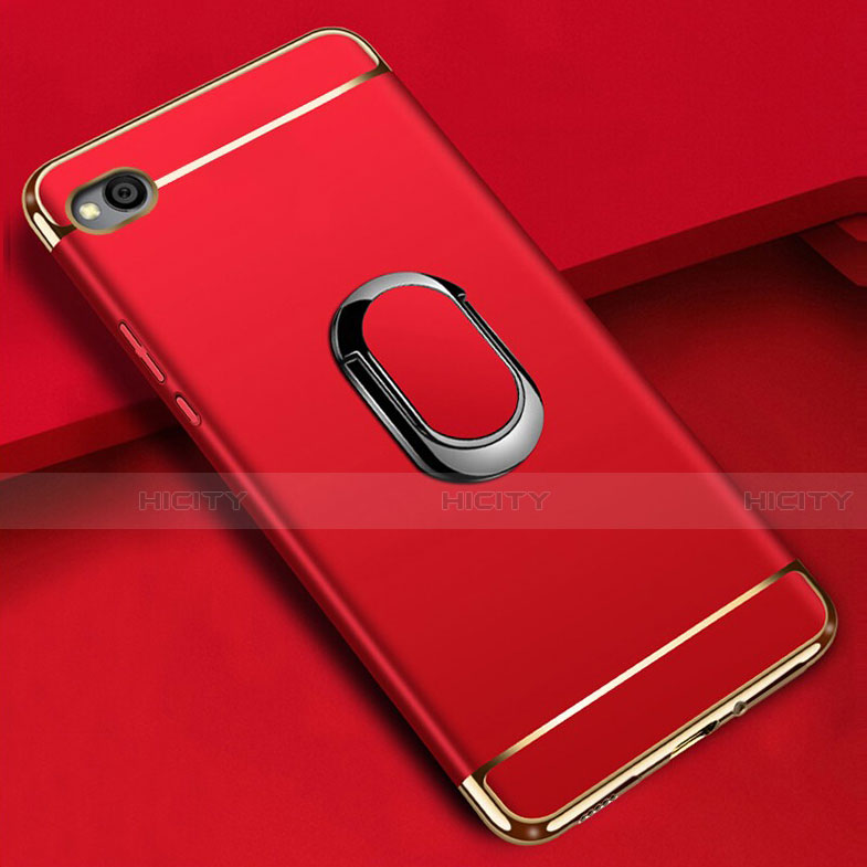 Xiaomi Redmi Go用ケース 高級感 手触り良い メタル兼プラスチック バンパー アンド指輪 A01 Xiaomi レッド