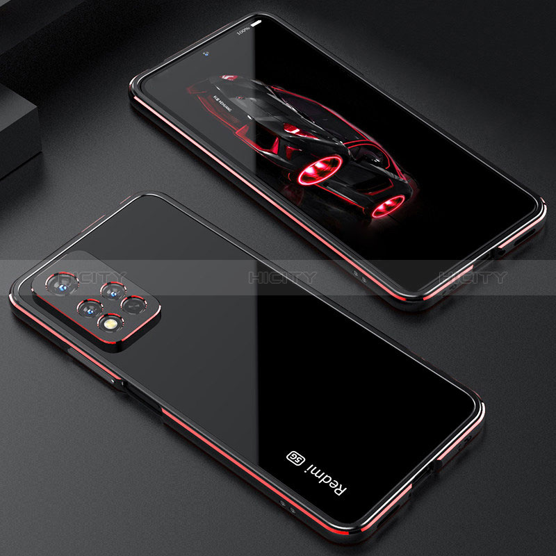 Xiaomi Redmi Note 11 Pro+ Plus 5G用ケース 高級感 手触り良い アルミメタル 製の金属製 バンパー カバー S01 Xiaomi レッド・ブラック