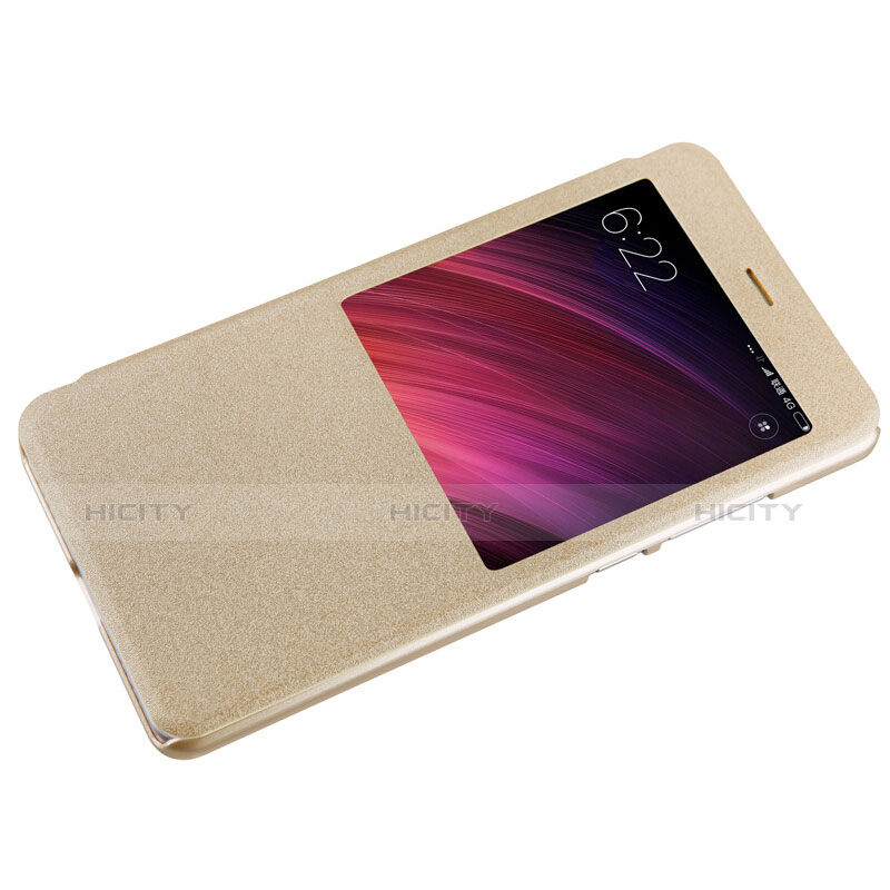 Xiaomi Redmi Note 4 Standard Edition用手帳型 レザーケース スタンド Xiaomi ゴールド