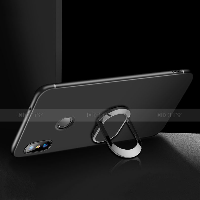 Xiaomi Redmi Note 5 AI Dual Camera用極薄ソフトケース シリコンケース 耐衝撃 全面保護 アンド指輪 Xiaomi ブラック