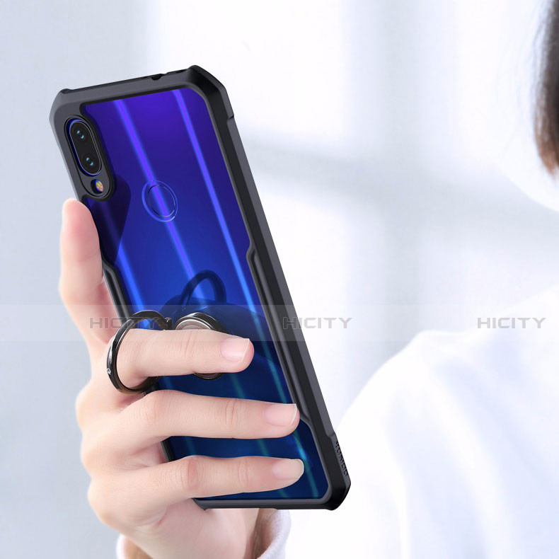 Xiaomi Redmi Note 7用360度 フルカバーハイブリットバンパーケース クリア透明 プラスチック 鏡面 アンド指輪 マグネット式 Xiaomi 