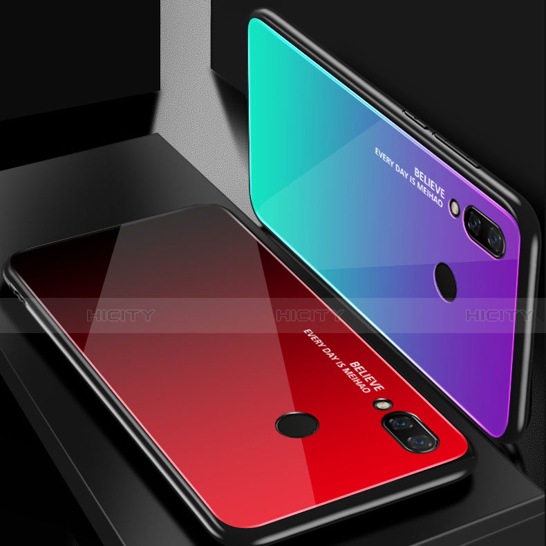 Xiaomi Redmi Note 7用ハイブリットバンパーケース プラスチック 鏡面 虹 グラデーション 勾配色 カバー M01 Xiaomi 