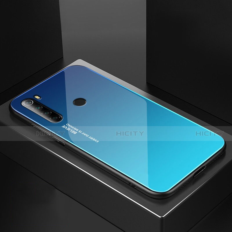Xiaomi Redmi Note 8 (2021)用ハイブリットバンパーケース プラスチック 鏡面 カバー Xiaomi ブルー