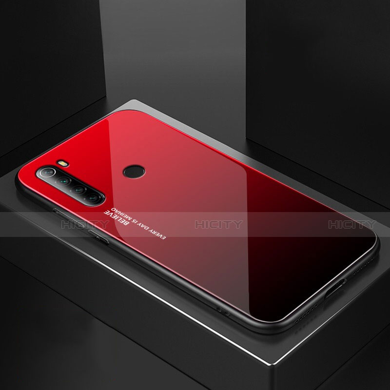 Xiaomi Redmi Note 8 (2021)用ハイブリットバンパーケース プラスチック 鏡面 カバー Xiaomi レッド