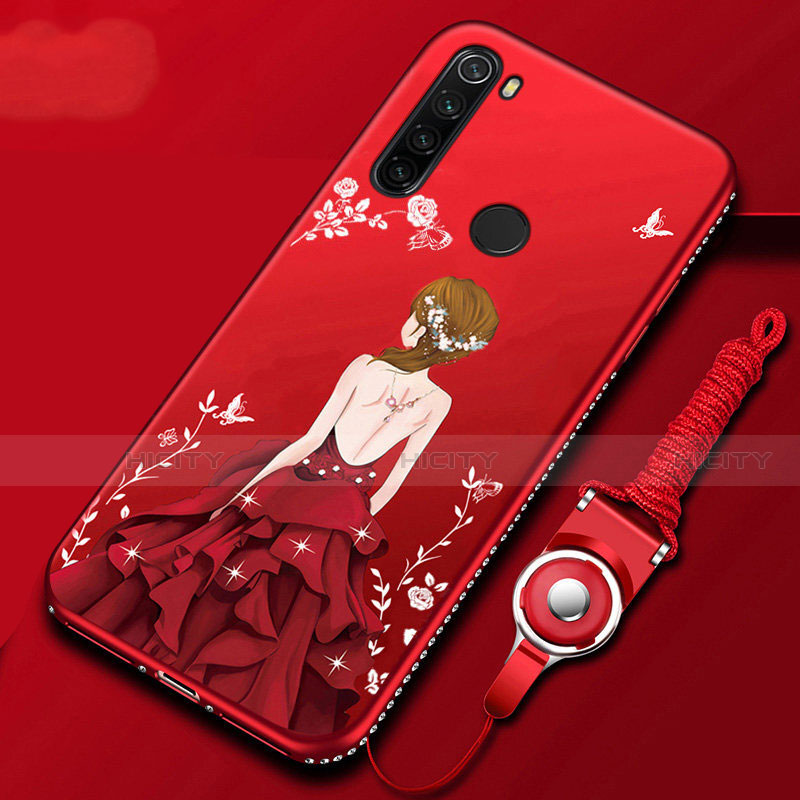 Xiaomi Redmi Note 8 (2021)用シリコンケース ソフトタッチラバー バタフライ ドレスガール ドレス少女 カバー Xiaomi レッド