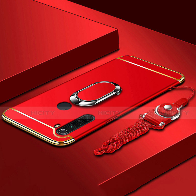 Xiaomi Redmi Note 8 (2021)用ケース 高級感 手触り良い メタル兼プラスチック バンパー アンド指輪 T01 Xiaomi レッド