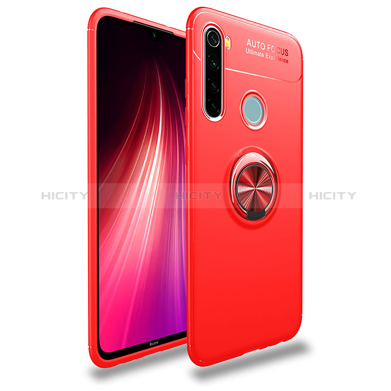 Xiaomi Redmi Note 8 (2021)用極薄ソフトケース シリコンケース 耐衝撃 全面保護 アンド指輪 マグネット式 バンパー SD1 Xiaomi レッド