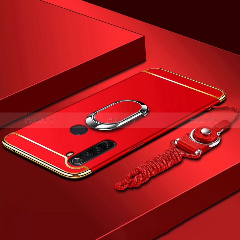 Xiaomi Redmi Note 8 (2021)用ケース 高級感 手触り良い メタル兼プラスチック バンパー アンド指輪 K01 Xiaomi レッド
