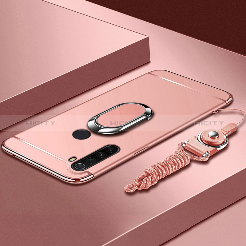 Xiaomi Redmi Note 8 (2021)用ケース 高級感 手触り良い メタル兼プラスチック バンパー アンド指輪 K01 Xiaomi ローズゴールド