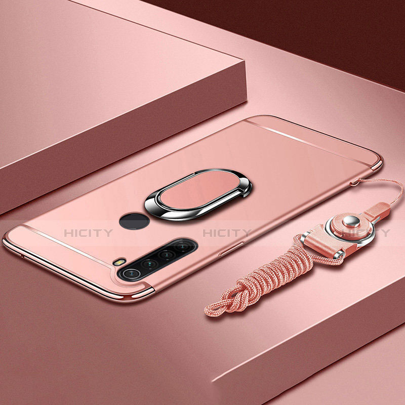 Xiaomi Redmi Note 8用ケース 高級感 手触り良い メタル兼プラスチック バンパー アンド指輪 T01 Xiaomi ローズゴールド