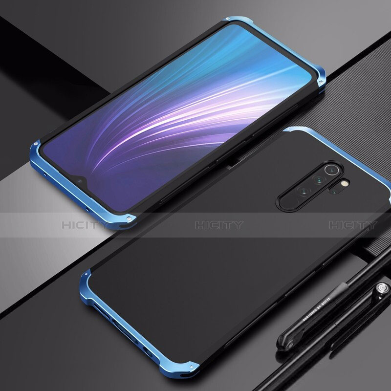 Xiaomi Redmi Note 8 Pro用ケース 高級感 手触り良い アルミメタル 製の金属製 カバー T02 Xiaomi ネイビー・ブラック