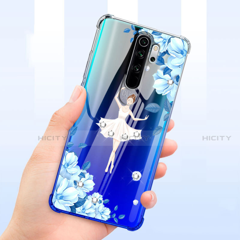 Xiaomi Redmi Note 8 Pro用極薄ソフトケース シリコンケース 耐衝撃 全面保護 クリア透明 花 T01 Xiaomi ネイビー