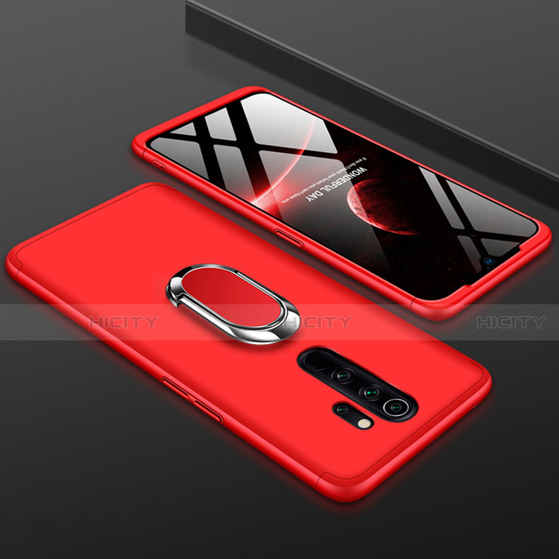 Xiaomi Redmi Note 8 Pro用ハードケース プラスチック 質感もマット 前面と背面 360度 フルカバー アンド指輪 Xiaomi レッド