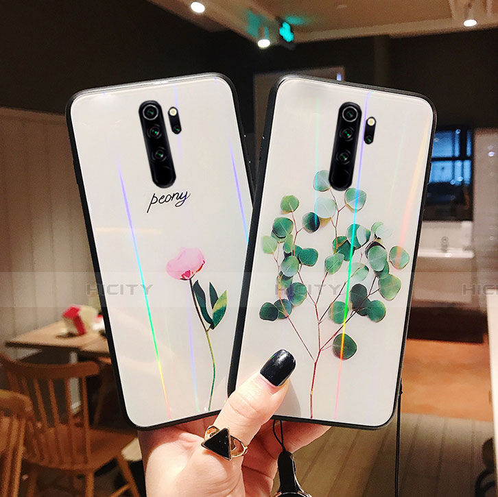 Xiaomi Redmi Note 8 Pro用ハイブリットバンパーケース プラスチック 鏡面 花 カバー Xiaomi 