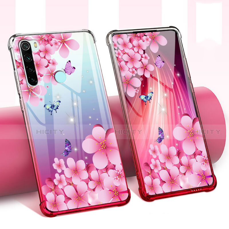 Xiaomi Redmi Note 8T用極薄ソフトケース シリコンケース 耐衝撃 全面保護 クリア透明 花 Xiaomi 