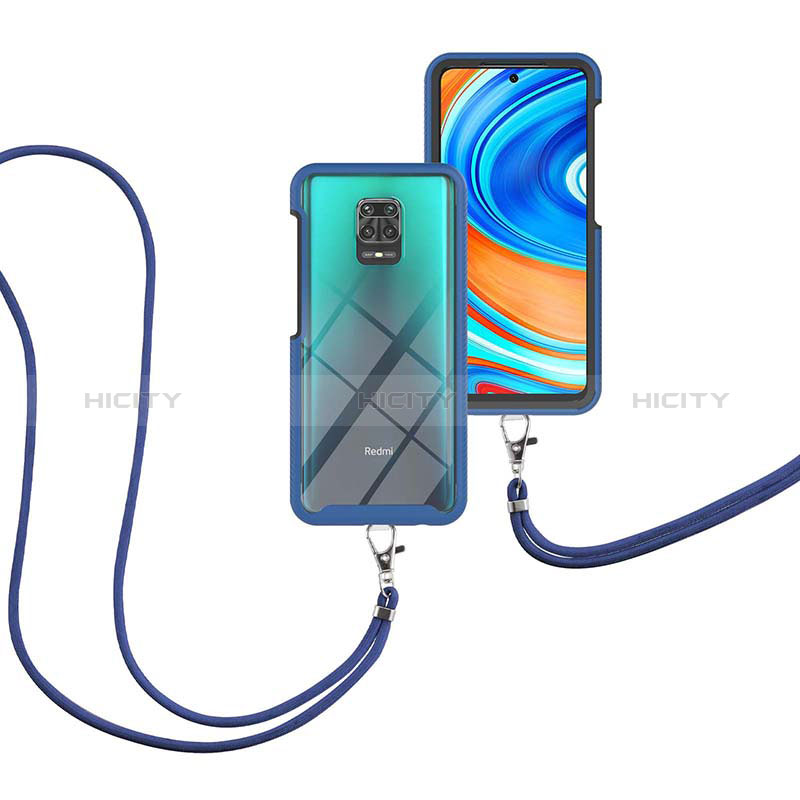 Xiaomi Redmi Note 9 Pro用ハイブリットバンパーケース プラスチック 兼シリコーン カバー 前面と背面 360度 フル 携帯ストラップ Xiaomi ネイビー