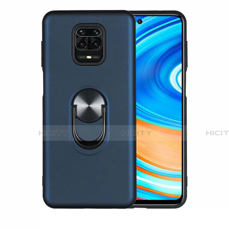 Xiaomi Redmi Note 9 Pro用極薄ソフトケース シリコンケース 耐衝撃 全面保護 アンド指輪 マグネット式 バンパー T01 Xiaomi ネイビー