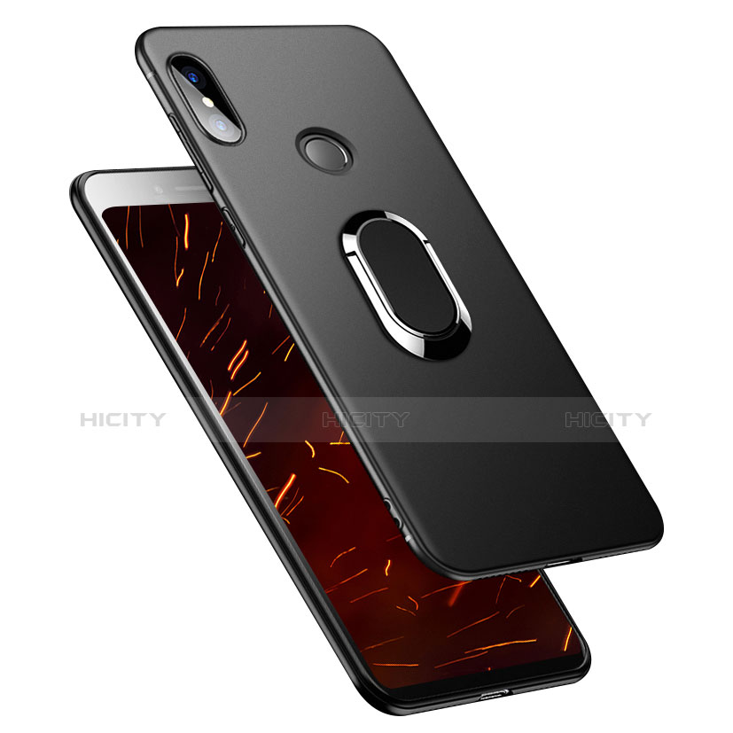 Xiaomi Redmi S2用極薄ソフトケース シリコンケース 耐衝撃 全面保護 アンド指輪 Xiaomi ブラック